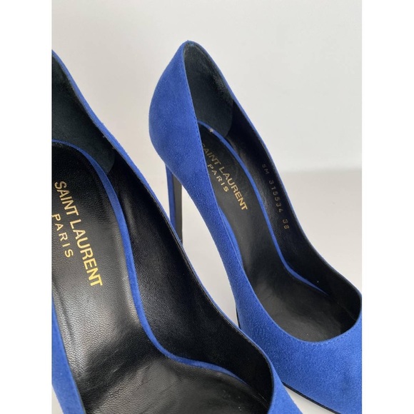 Saint Laurent Anja D'orsay Pointy Toe Pump BLUE SUEDE - Picture 6 of 14